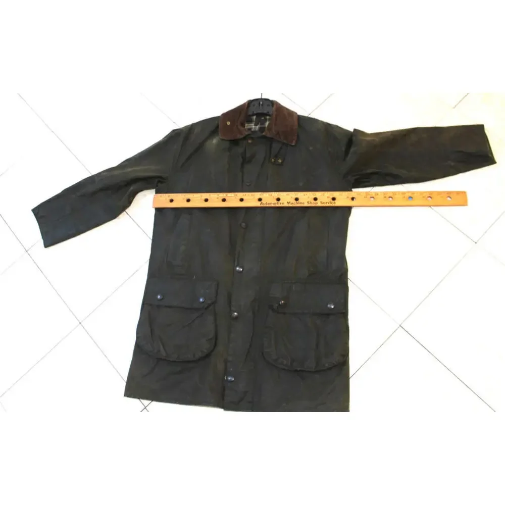 Barbour Vintage A200 Border Wax Jacket C38 Small Sage Green Country England - Picture 11 of 15